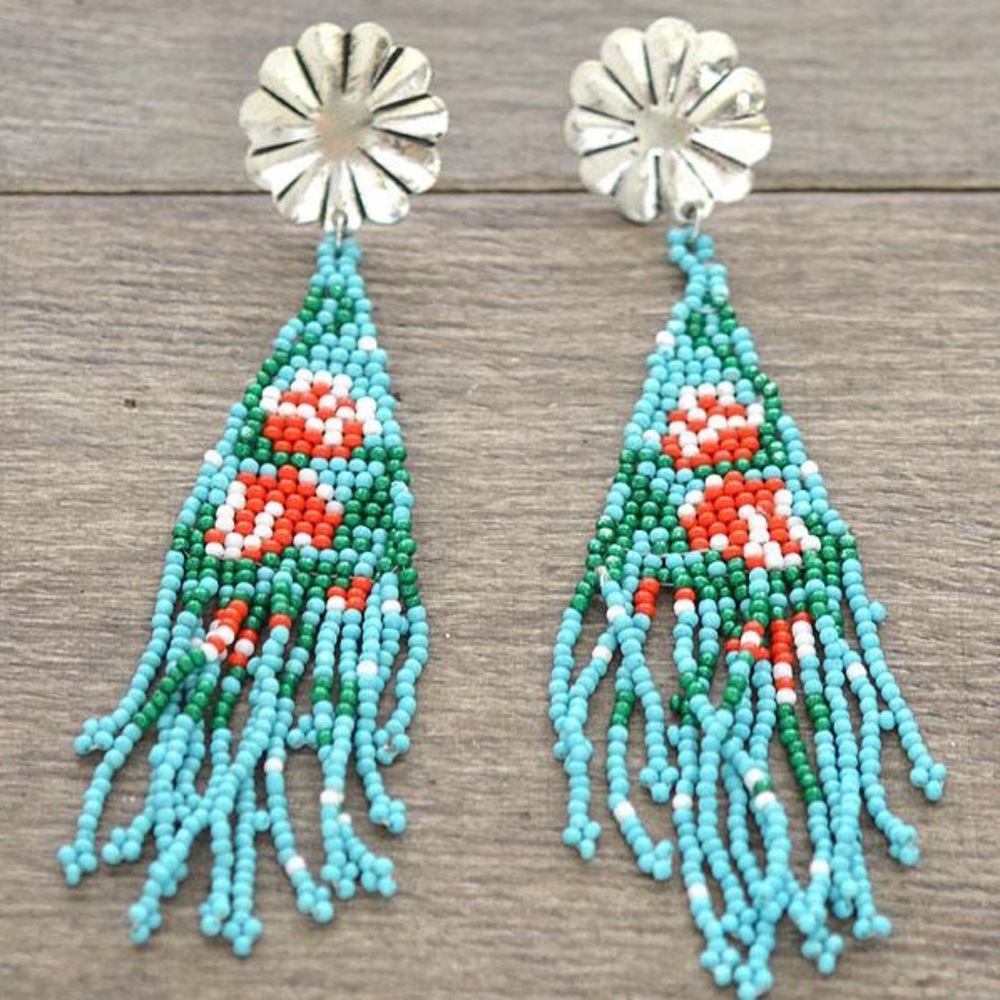 WESTERN BEAD EARRINGS - TURQUOISE